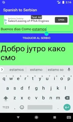 Spanish to Serbian Translator android App screenshot 0